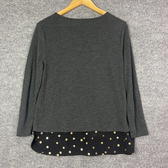 NEW J. Crew Mercantile Women's M Gray Layered Folderover Sleeve Tunic Sweater - Picture 2 of 9